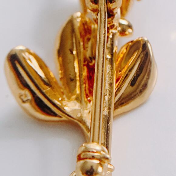 Vintage Swarovski Rose Pin Faceted Crystal 90s Y2K Small Rose Bud Floral Brooch - Picture 15 of 15